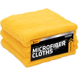 VIKING Microfiber Cleaning Cloth for Car Detailing, Ultra Plush Finishing Microfiber Towels for Car Cleaning Supplies, Yellow, 16 inch x 16 inch, 3 Pack