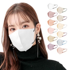 [雑貨の国のアリス] FANCYSHARP MASK 30枚 小顔マスク 3D立体 不織布 カラーマスク フィット 蒸れない 普通 小さめ 4D バイカラー Beauty小顔 男女兼用 (Mサイズ, ホワイト)