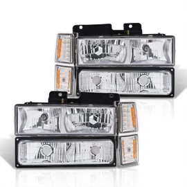 AJP Distributors Headlights + Corner Bumper Signal Lamps Compatible/Replacement For C10 C/K C1500 C2500 C3500 K1500 K2500 K3500 Silverado Suburban Tahoe 1994 1995 1996 1997 1998 1999 94 95 96 97 98 99