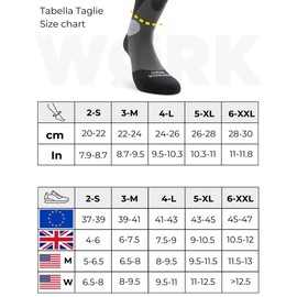 Relaxsan Work Socks, Long, Heavy Duty, for Safety Shoes, Compression Socks 18-22 mmHg, Made in Italy, Work W100 (Black 6/XXL) 18-22 mmHg