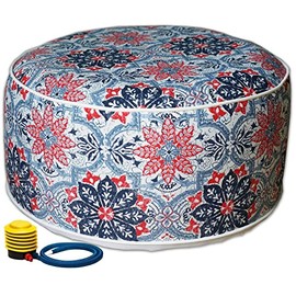 Kozyard Inflatable Ottoman Stool - Portable Round Pouf for Indoor/Outdoor Use - Perfect Small Foot Rest or Seating for Kids and Adults - Ideal for Camping or Home (Affinity)
