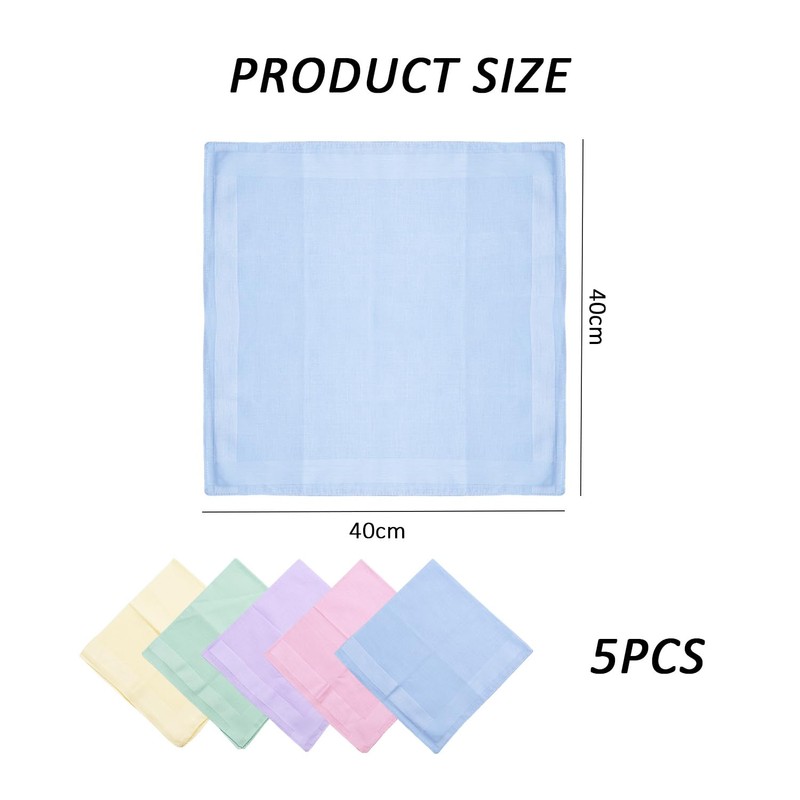 5-Piece Satin Handkerchiefs, Soft Cotton Handkerchiefs, Face Washcloths, Handkerchiefs in