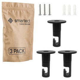 smartect Two-piece wall and ceiling pins for hanging textile cables [pack of 3, black] ceiling mounting with screws and dowels, monkey swing, surface-mounted cable holder for your own DIY project