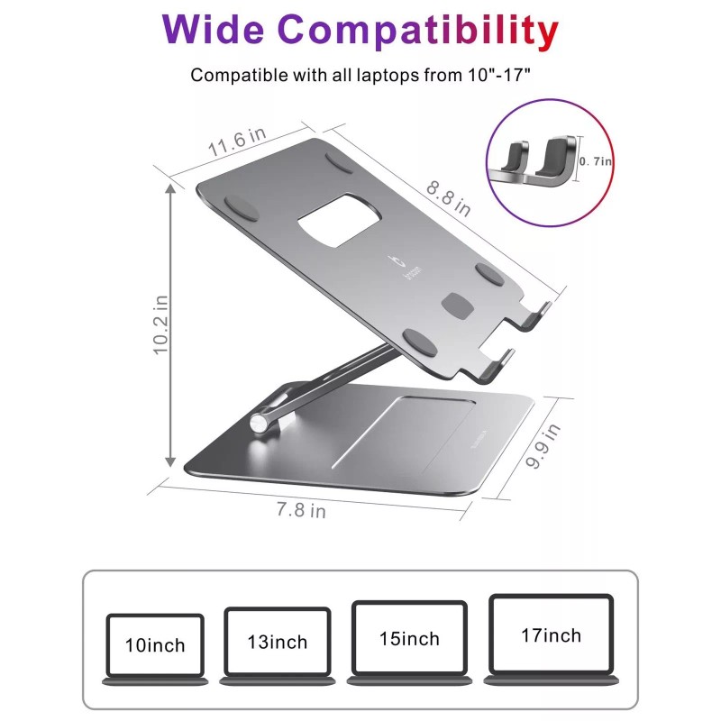 brocoon Adjustable MacBook Stand for Desk, Ergonomic Aluminum Laptop Riser