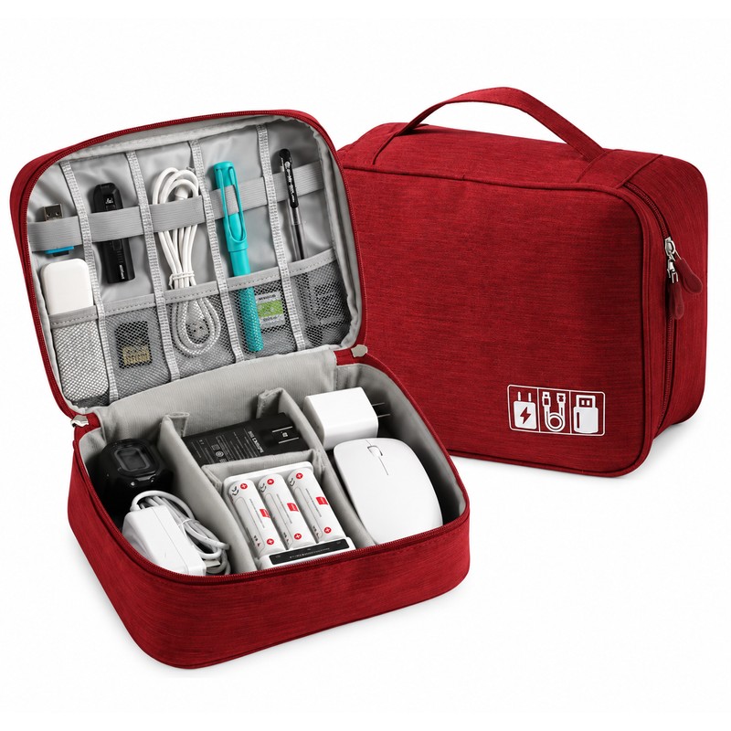 Waterproof Cable Storage Bag, Portable Electronic Organizer Case for USB