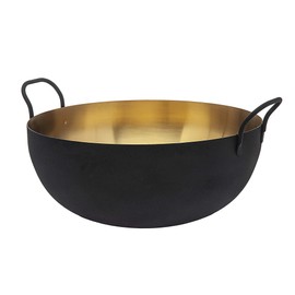 Godinger Salad Bowl, Fruit Bowl, Serving Bowl, Black and Gold 12x12 Stainless Steel