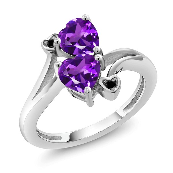 Gem Stone King 925 Sterling Silver Purple Amethyst and Black
