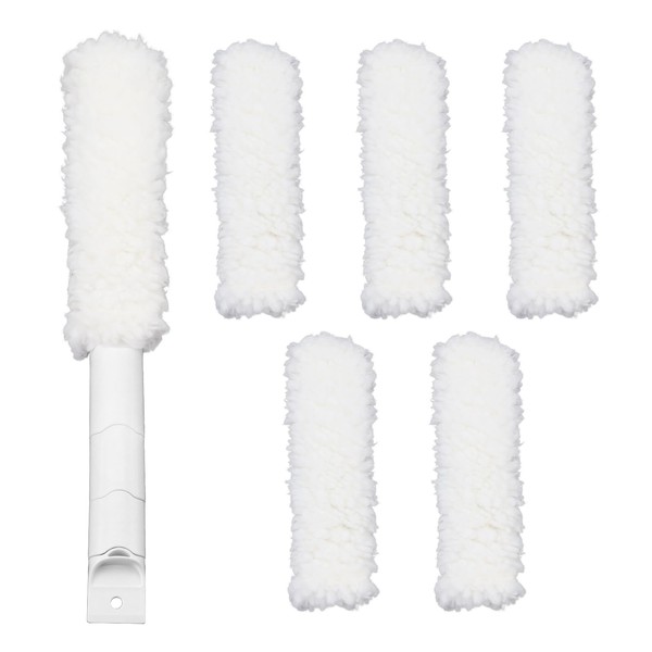 Realand Jalousienreiniger, Staubwedel mit 6 Nachfüllungen, 5-in-1 waschbare Mikrofaser-Ventilator-Reinigungsbürste, wiederverwendbar,