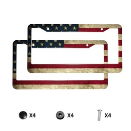 PMZRAO American Flag License Plate Frame American Flag Print License Plate Frames Patriotic License Plate Frames American Flag License Plate Covers American Flag License Plate Holder Patriotic Frame