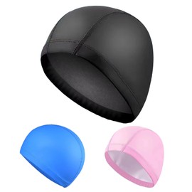 2 Pack High Performance Swim Caps Ultra Stretchable & Non-Slip Swimming Hats for Men and Women Waterproof Design for Long/Short Hair Ideal for Pool Beach Competitive Swimming (Black)