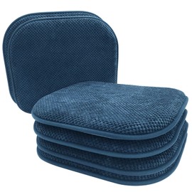 PAGGED Blue Foam Seat Cushions Kitchen Chairs Pads for Dining Chairs 6 Pack Non Slip Patio Seat Cushions Washable U Shaped Soft Thick Large Metal Wooden Chair Cushions,17" x 15"