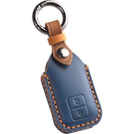 [smasol] Suzuki Key Cover, New Jimny 64 Series Spacia Custom Key Case, Crosby Solio, Genuine Leather, Smart Key Case, Custom Parts, Dress Up, Genuine Leather / Blue 2 Button
