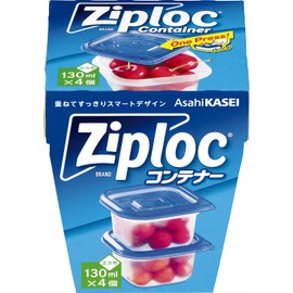 Asahi Kasei Home Products Asahi KASEI Ziplock Container Storage Container Square 4.6 fl oz (130 ml) 4 Pieces