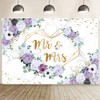 AIBIIN 10x7ft Mr and Mrs Violet Wedding Backdrop for Bridal