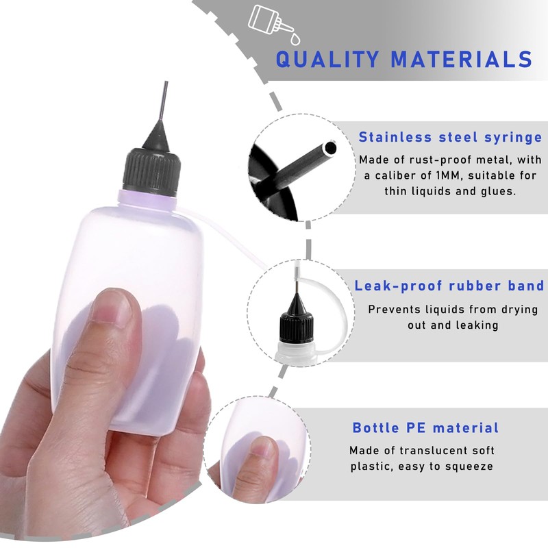 Augeny 3PCS Needle Tip Glue Bottle, 30ML Blunt Needle Tip