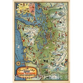 Historic Map : Good Natured Map, Shrine Playground, Seattle, Washington, 1936 - Vintage Wall Art - 16in x 24in