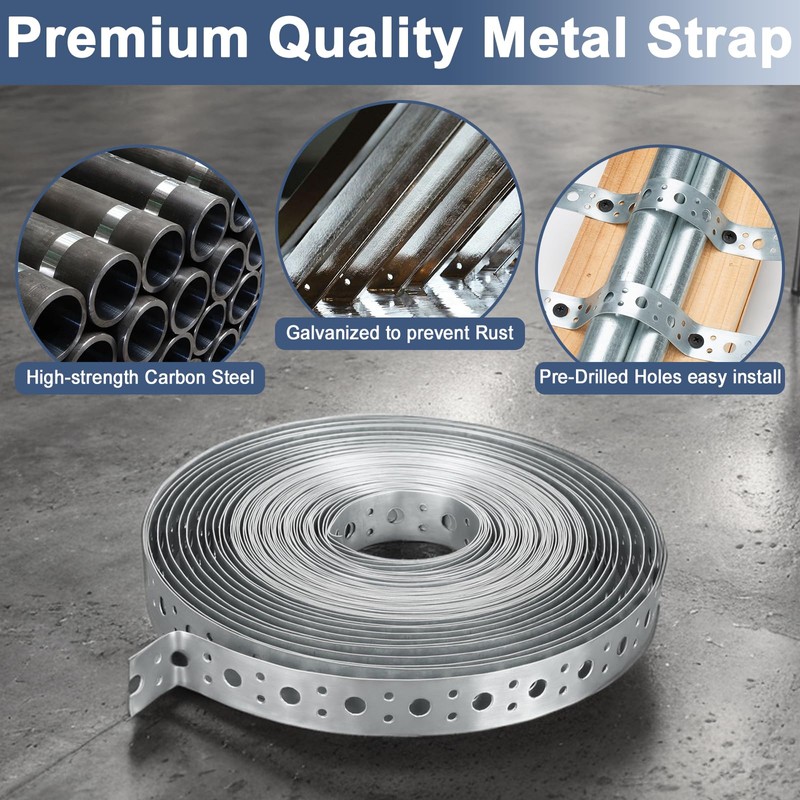 Galvanized Metal Strap 1-Inch x 50Feet, 23-Gauge Pipe Hanger Strap