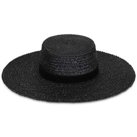 Lack of Color Women's Mira Wide Boater Hat (Medium 57 CM, Black)