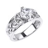 Sterling Silver Celtic Knot Princess Cut CZ Engagement Ring(Size 8)