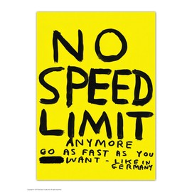 Funny Humorous 'David Shrigley No Speed Limit' Novelty Postcard