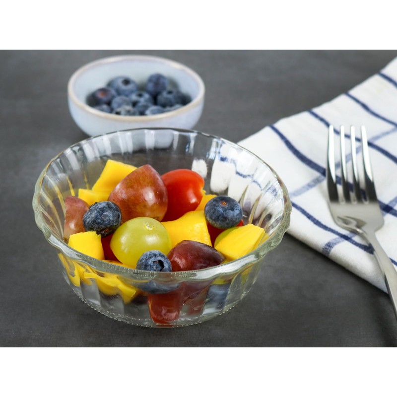 HillSpring Small Glass Bowls for Dessert, Snack, Fruit, or Nuts,