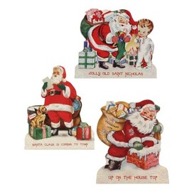 Bethany Lowe Retro Jolly Ole St Nick Christmas Dummy Boards- Set of 3