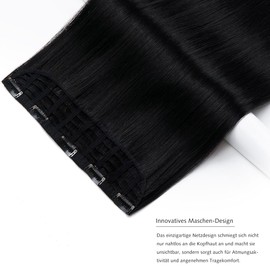 PARXITN Clip-In Hair Extensions, One Piece, 5 Clips, Long Weft, 40 cm, Straight Synthetic Hairpieces for Women, 3/4 Full Head Mesh-Layered Weft, 1 Weft Hair Extensions, Black