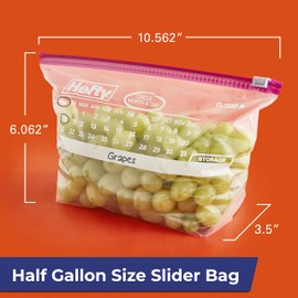 Hefty Slider Calendar Storage Bags, Half Gallon Size, 32 Count (Pack of 4), 128 Total