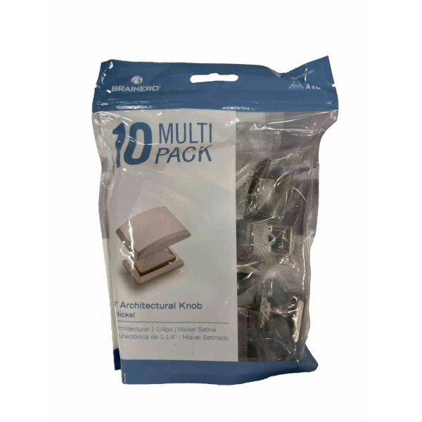 Brainerd 1-1/4-in Satin Nickel Rectangular Traditional Cabinet Knob (10 PACK)