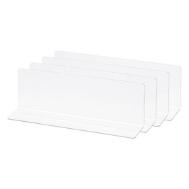 sourcing map Pack of 4 L Type Shelf Dividers PVC Clear Cabinet Shelf Divider Organiser Shingle for Kitchen Cabinet Bookshelf Office Supermarket 20 x 3 x 6 cm