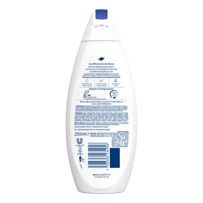 Dove jabón líquido corporal nutrición profunda 250ml