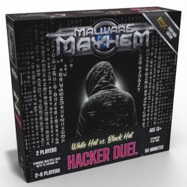 FROLIC Malware Mayhem Hacker Duel, Cyber War Edition Board and Card Game, White Hat vs. Black Hat Hackers, 2-Player, Age 13+, 60 Minutes