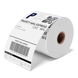 FITBAGY 4"x 6"Direct Thermal Labels Roll White Barcode Printer Paper Shipping Labels Commercial Grade 250 Labels/Roll (1 Roll)
