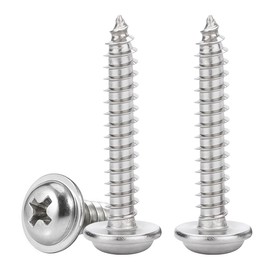 Drenky Phillips Pan Head With Washer M5 Small 304 Stainless Steel Screws Multi-Purpose 30mm Self Tapping Wood Screw for DIY & Construction Hardware, 50 Pcs