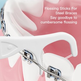 Orthodontic Flossers-Ortho Double Line Dental Floss Picks-Super Clean Oral Care-Comfortable 100 Count Toothpicks Sticks-Best Dental Tools for Brace-Fight Tooth Decay