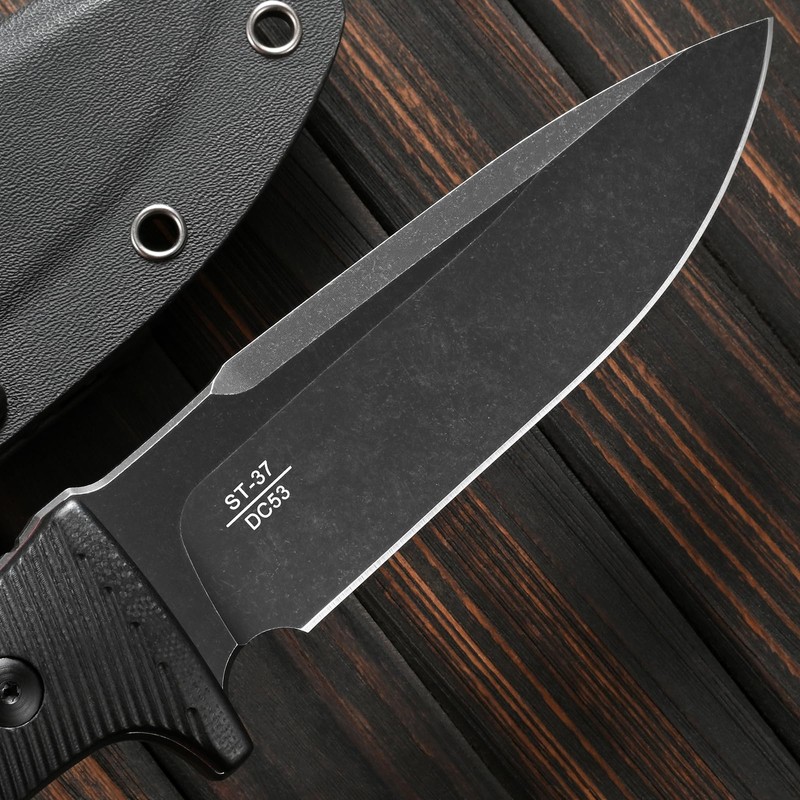 ST37 Fixed Blade Knife Black Stonewashed DC53 Steel Blade Two