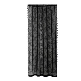 MagiDeal Black Lace Flower Net Curtains Voile Curtain Fashion Drape Panels Window Tulle Curtain for Living Room Study Decoration 100cmx200cm