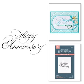 Spellbinders Copperplate Happy Anniversary BetterPress Plate from The Copperplate Happy Everything Sentiments Collection by Paul Antonio