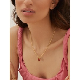 FindChic 14K Gold Plated Butterfly Necklaces for Women with January Dainty Birthstone Crystal Pendant Anniversary Valentine's Day Gift for Her