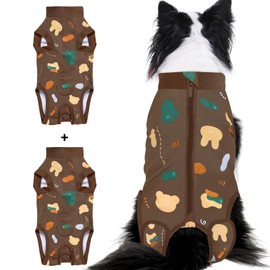 Comwish 2 Packs Dog Recovery Suit Female Male, Brown Bear + Brown Bear, L