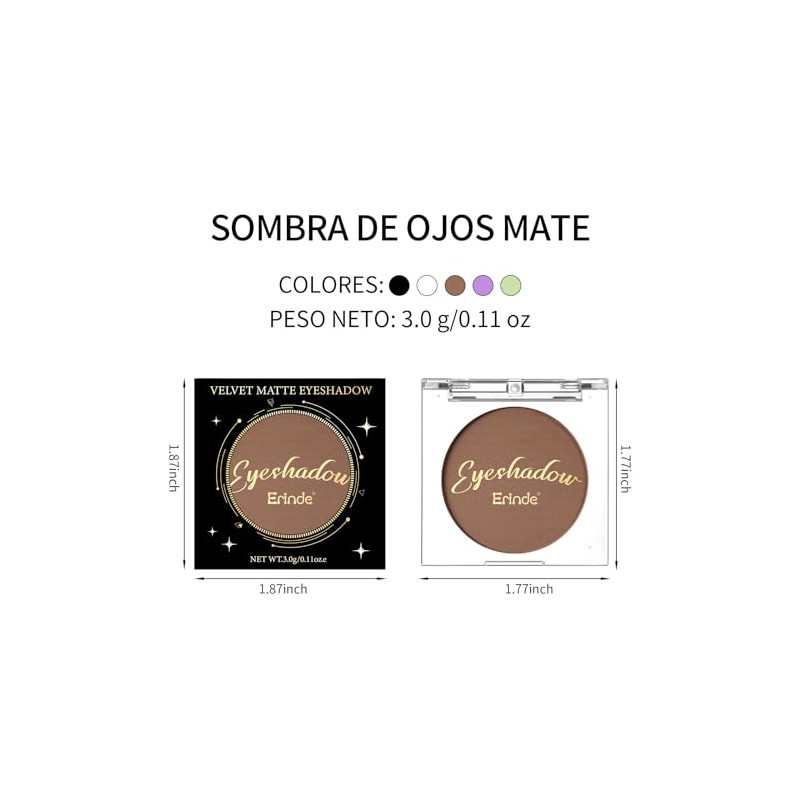Erinde Mini Sombras Para Ojos Mate, Paleta De Sombras, 03