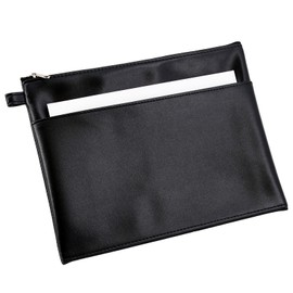 ALASSIO 42230 Bank Utensil Bag, Imitation Leather Bank Bag with Zip, Transport Bag for Coins, Banknotes and Valuables, Money Pouch, Multifunctional Bag Approx. 25 x 19 cm, Black
