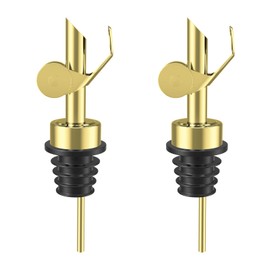 TERESRY Olive Oil Dispenser Spout, Weighted Liquor Pour Spout, Syrup Dispenser Spout, Stainless Steel Automatic Pour Spouts for Liquor Bottles, Oil Bottles, Vinegar, Syrup and Alcohol 2 Pack Golden