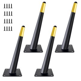 Verida Furniture Legs 12 Inch, Set of 4, Metal Table Legs Replacement for Sofas, Dressers, TV Stands, Chairs, Nightstands and Furniture, Mid-Century Style, Matte Black and Gold