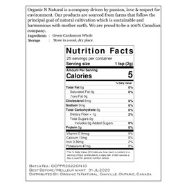 Proudly Canadian | Organic N Natural Green Cardamom | 100g | Halal