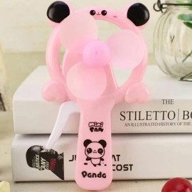 Skystal, Mini Portable Pure Manual Panda Pattern Handheld Fan, Plastic Personal Student Fan, Kids Children Hand Press Manual Cooling Fan for Travel Office Room Household Indoor and Outdoor (Pink)