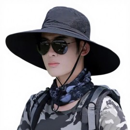 Wholesales High Quality Summer Outdoor Bucket Hat for Men Big Brim Sunscreen Shawl for Fishing MountaineeringColor: Dark gray, Size: Free size
