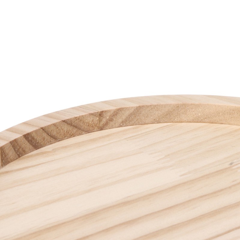 Clip On Tray Natural Bamboo 9.8in Round Home Couch Sofa