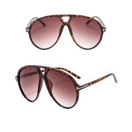 CHOWEI Retro Aviator Sunglasses for Womens Mens Oversized Classic 70s Vintage Trendy Square Aviators, Tortoise/Gradient Brown