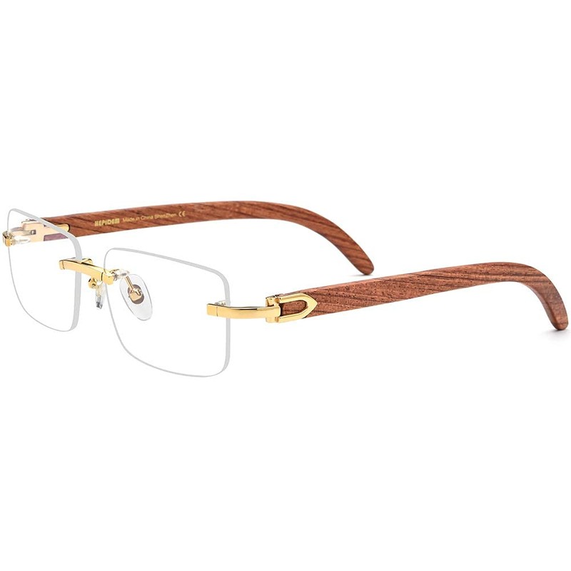 HEPIDEM Wood Handmade Glasses Square Rimless Luxury Eyeglasses 0816 (Real
